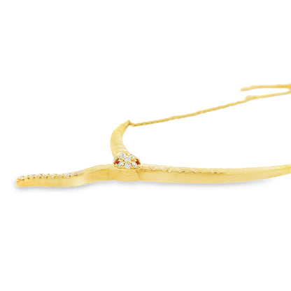 14k Yellow Gold 0.25ct Round Brilliant Diamonds and 0.02ct Rubies in a Snake Necklace