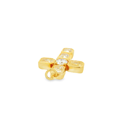 18k Yellow Gold 6.48ct Diamond Cross Radiant Cut Pendant