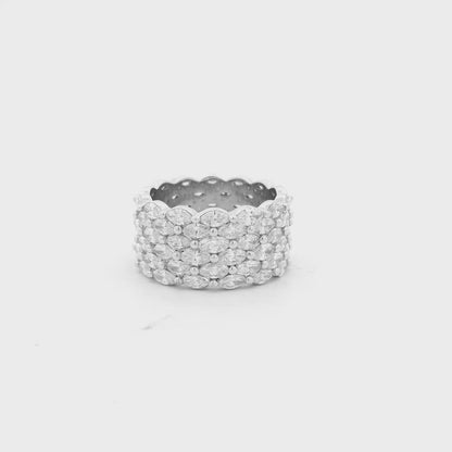 14k White Gold 4.94ctw Multi-Row Marquise Diamond Band