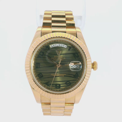 Rolex 218235 Day-Date II 18k Rose Gold with 41mm Bronze Wave Dial Watch