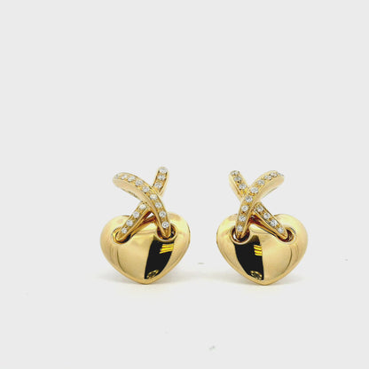 Chaumet 18k Yellow Gold 0.60ctw Round Brilliant Diamond Heart Clip-On Earrings