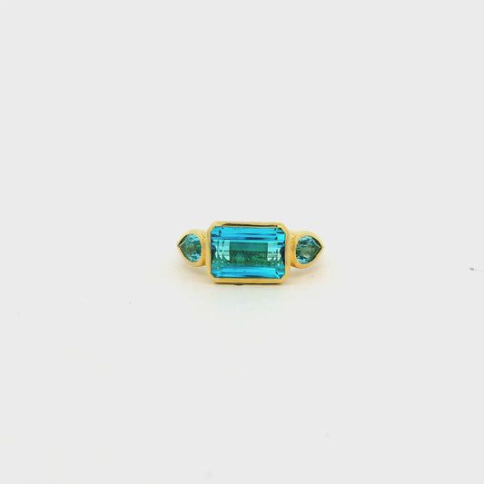 Gabriel and Co. 14k Yellow Gold 5.20ctw Swiss Blue Topaz Signet Ring