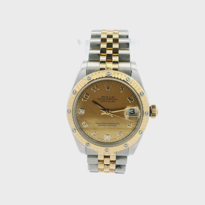 Rolex 178313 Datejust 31mm Champagne MOP Diamond Dial Diamond Bezel Two-Tone Watch