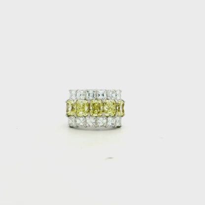 18k Two-Tone 3.99ctw Asscher Cut Diamond Band Ring