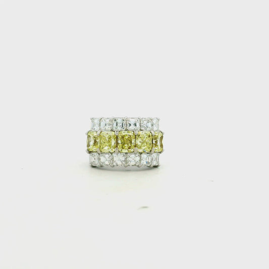 18k Two-Tone 3.99ctw Asscher Cut Diamond Band Ring