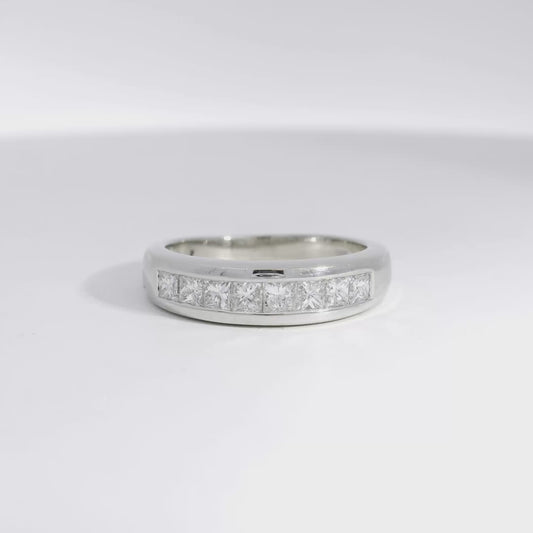 14k White Gold Princess Cut Channel Set Diamond Ring