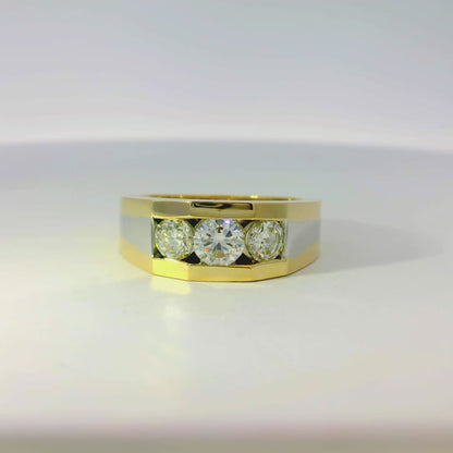 14k White and Yellow Gold 1.75ctw Featuring Three Set Diamonds Ring