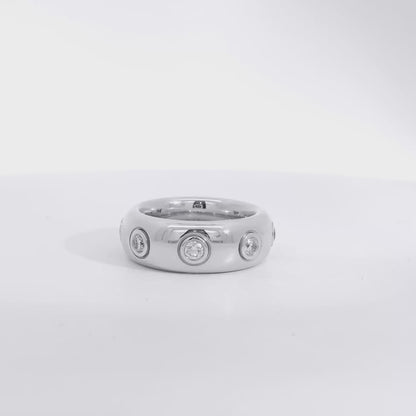 18k White Gold 10.87ct Diamond Thick Band Ring