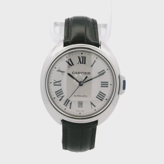 Cartier WSCL0018 Cle De 40mm Silver Roman Dial Watch