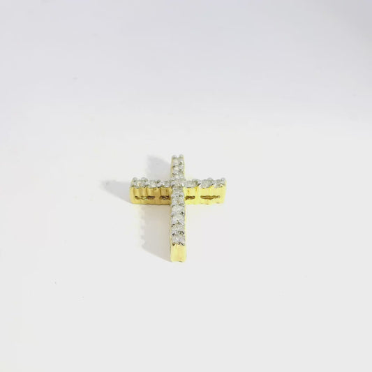 14k Yellow Gold 0.48ctw Natural Round Brilliant Cross Pendant