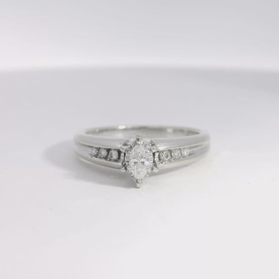 White gold diamond engagement ring 360 view