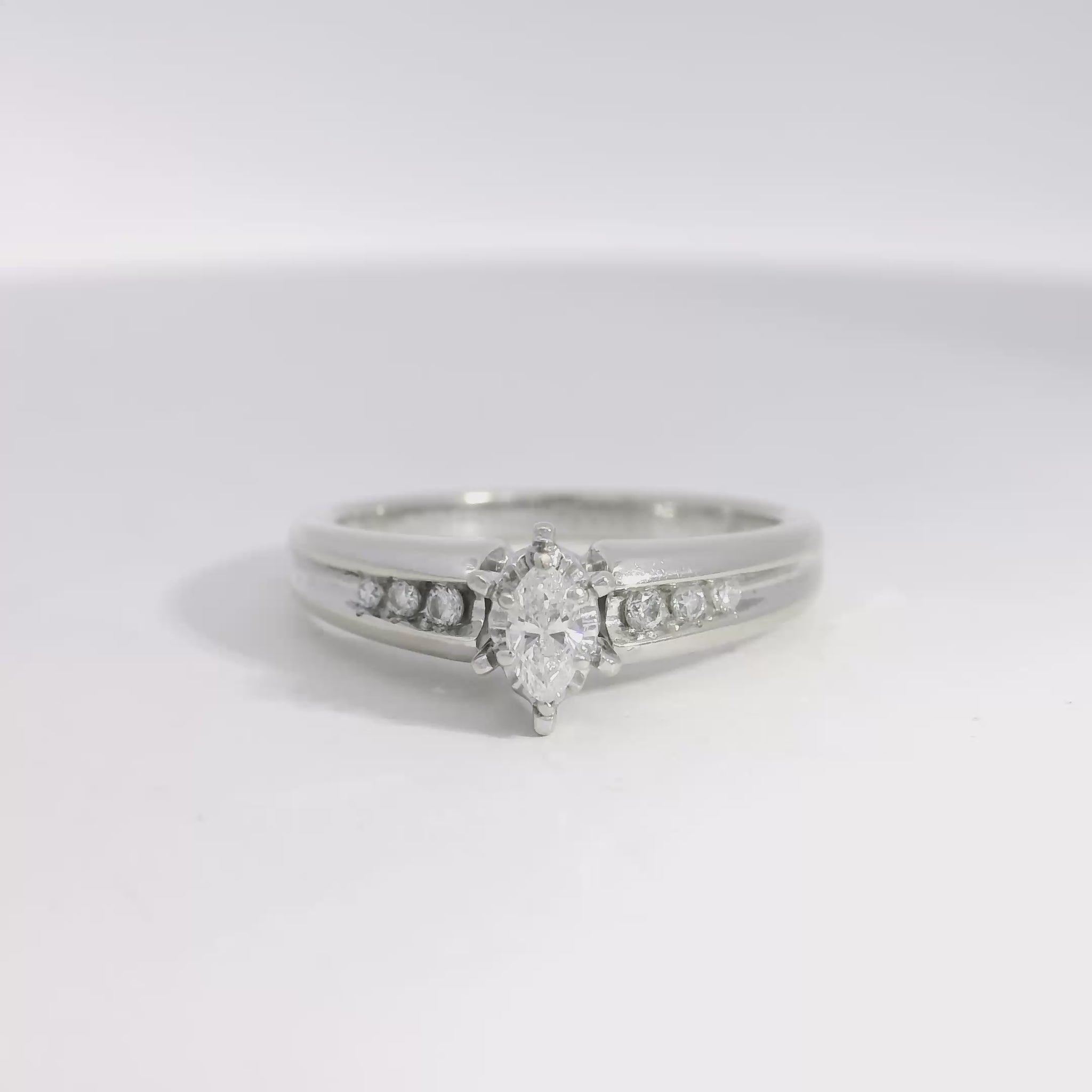 White gold diamond engagement ring 360 view
