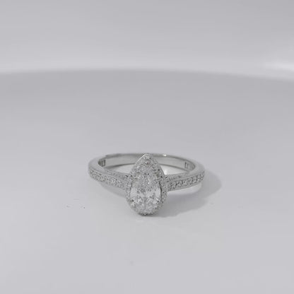 18k White Gold GIA Certified 0.55ct Pear Cut Diamond Engagement Ring