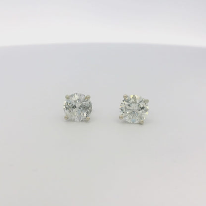 14k White Gold 1.94ctw Natural Round Diamond Stud Earrings