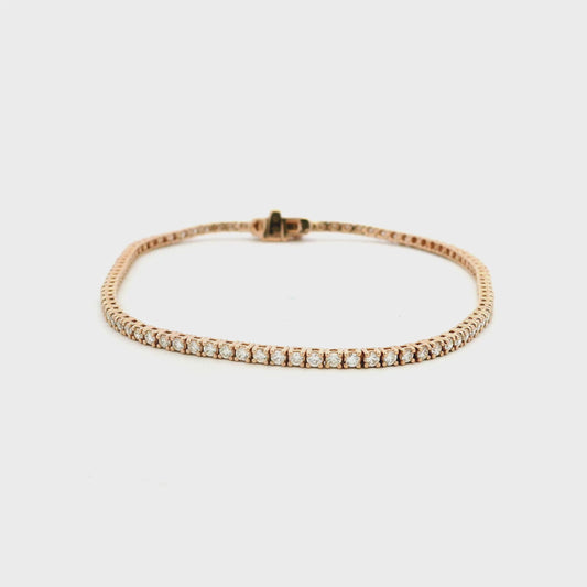 14k Rose Gold 1.15ctw Round Brilliant Diamond Tennis Bracelet