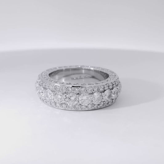 14k White Gold 4.85ctw Triple-row Diamond Band
