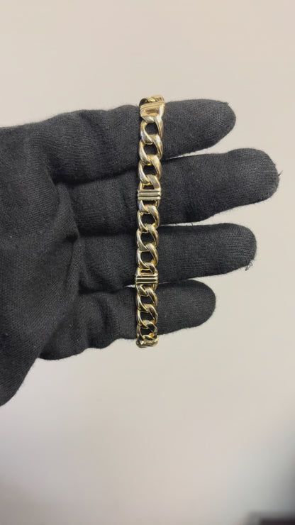 14k Yellow Gold Cuban Link Station Bracelet