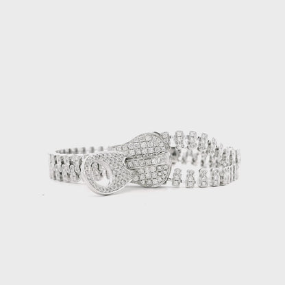 18k White Gold 4.01ctw Round Brilliant Diamond Zipper Bracelet