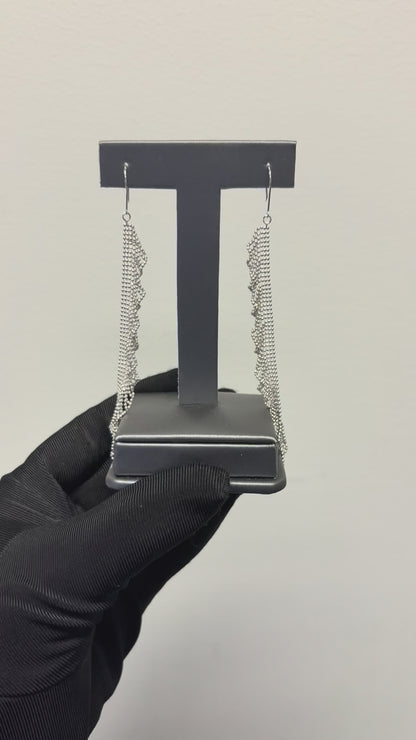 Platinum Long Dangle Chain Earrings