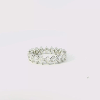 18k White Gold 2.83ctw Pear Cut and Round Brilliant Eternity Band