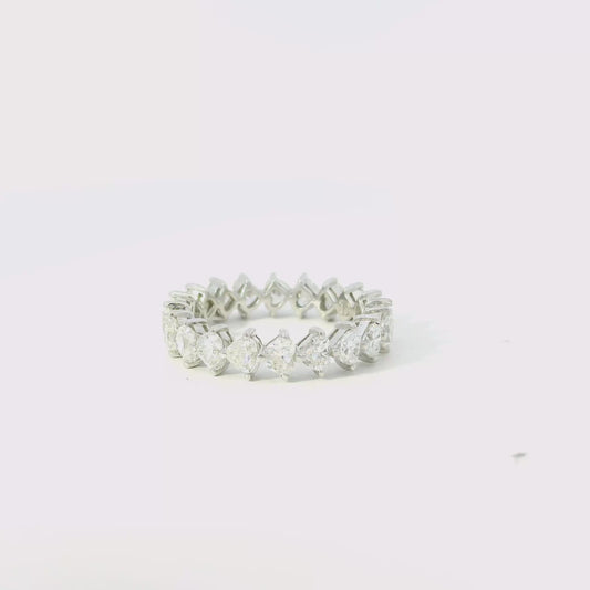 18k White Gold 2.83ctw Pear Cut and Round Brilliant Eternity Band