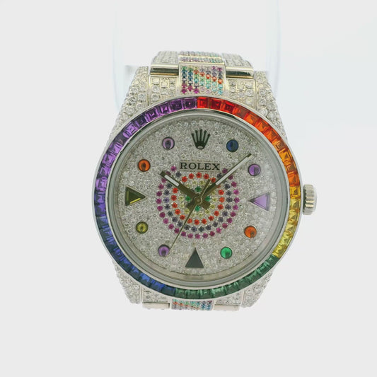 Rolex 114300 Oyster Perpetual Aftermarket Rainbow Watch