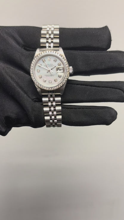 Rolex 79160 Datejust 26mm Aftermarket Mother of Pearl Diamond Dial and Bezel Watch