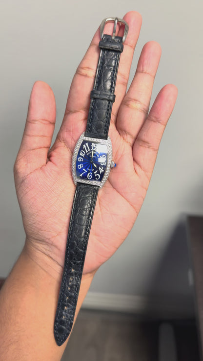 Franck Muller Geneve Cintree Curvex Blue Dial with Diamond White Gold Bezel