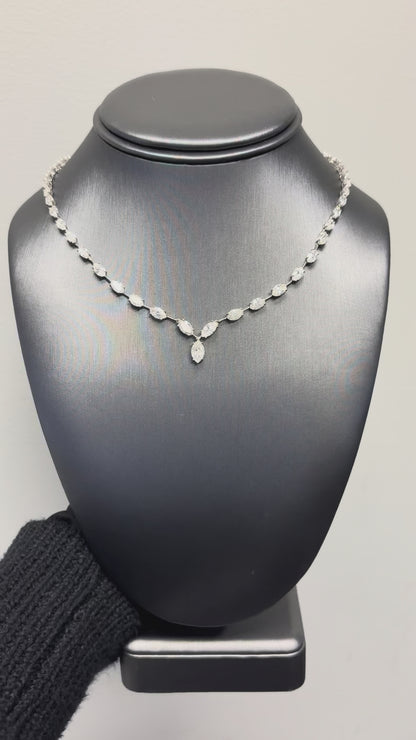 Platinum 14.05ctw Marquise Cut Diamond Necklace