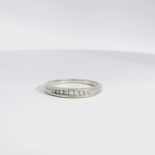 14k White Gold 0.09ctw Round Brilliant Cut Diamond Channel-Set Ring