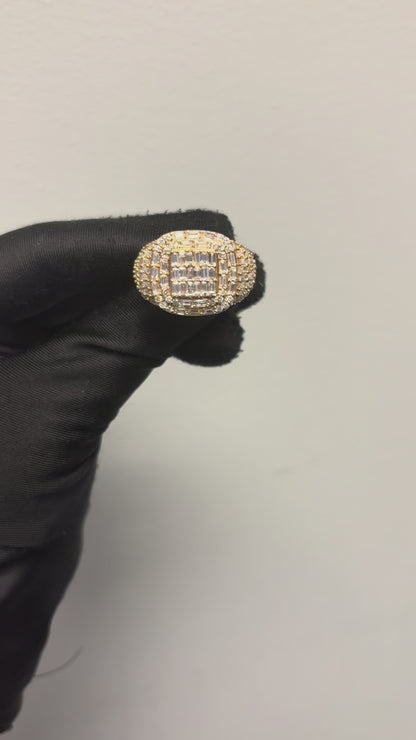 10k Yellow Gold Natural Baguette and Round Diamond Ring