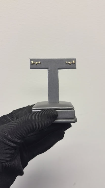 Gabriel and Co. 14k Yellow Gold Triple Graduating Stars Curved Stud Earrings