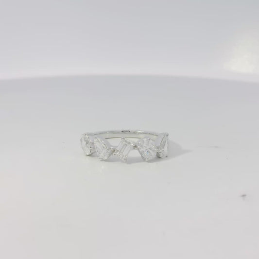 18k White Gold 1.36ctw Natural Mixed Cut Diamond 5 Stone Ring