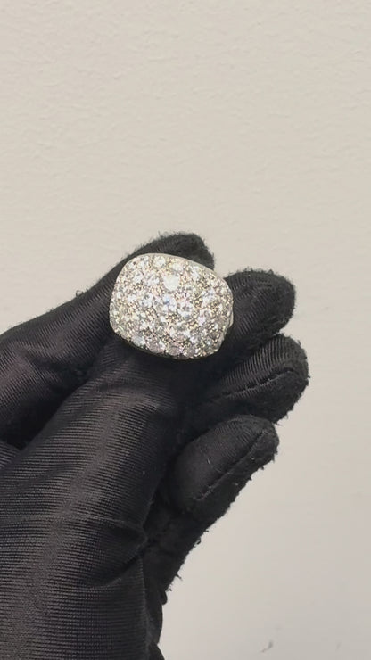18k White Gold Danhier Square Pave Diamond Ring