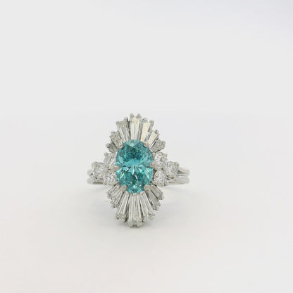 14k White Gold 1ct Blue Irradiated Diamond Solitaire Ring
