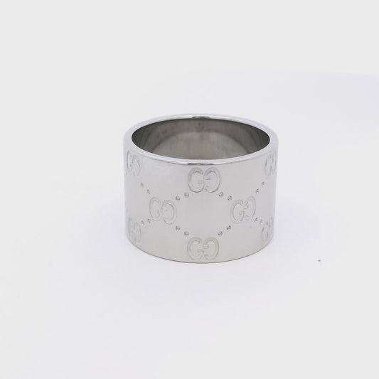 Gucci Milan Monogram Icon 18k White Gold Eternity Ring