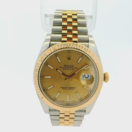Rolex 126333 Datejust 18k Yellow Gold and Stainless Steel Factory Champagne Stick Dial