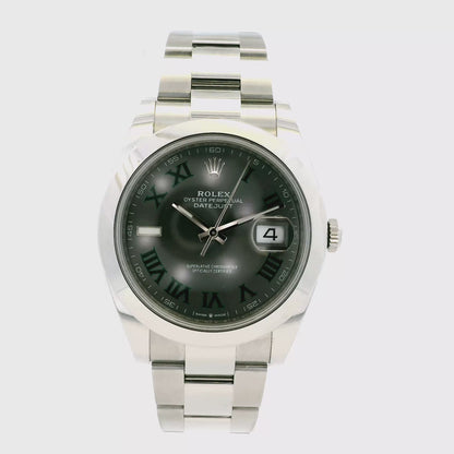 Rolex 126300 41mm Datejust Wimbledon Dial on Oyster Bracelet Watch