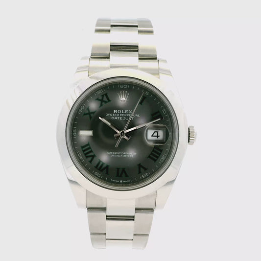 Rolex 126300 41mm Datejust Wimbledon Dial on Oyster Bracelet Watch