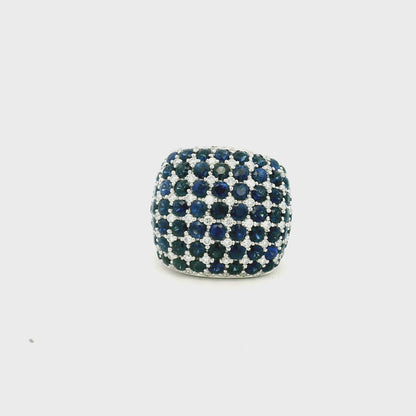 18k White Gold Gold 4.94ctw Sapphire and 0.72ctw Diamond Pavé Cocktail Ring