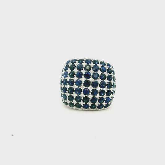 18k White Gold Gold 4.94ctw Sapphire and 0.72ctw Diamond Pavé Cocktail Ring