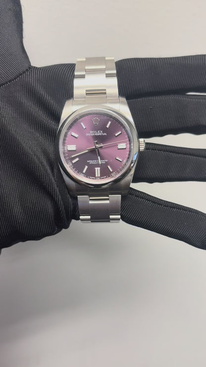 Rolex 11600 Oyster Perpetual 36mm Grape Dial Watch