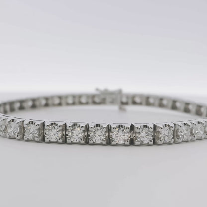 14k White Gold 4.98ctw Natural Round Brilliant Diamond Tennis Bracelet