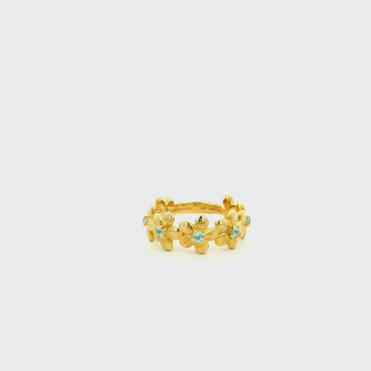 Gabriel and Co. 14k Yellow Gold 0.19ctw Swiss Blue Topaz Floral Stackable Ring