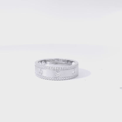 14k White Gold 0.28ctw Round Brilliant Diamond Ring Band With Sandblast
