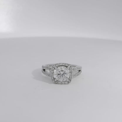 14k White Gold GIA Certified 1.03ct Round Brilliant Diamond Wide Engagement Ring