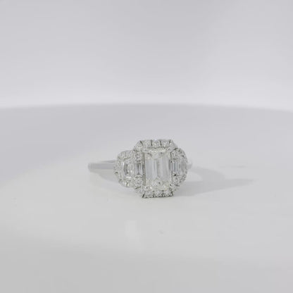 18k White Gold 1.63ctw Emerald Cut Diamond Engagement Ring