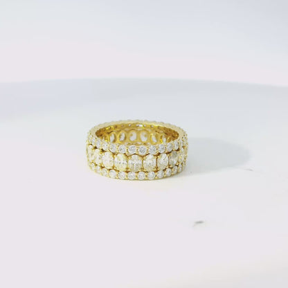 18k Yellow Gold 2.19ctw Oval Diamonds and 1.32ctw Round Brilliant Diamonds in a Multi-Row Eternity Band