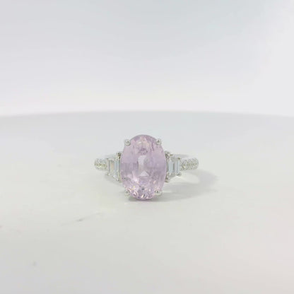 18k White Gold 5.50ct Natural Pink Sapphire Cadillac Ring