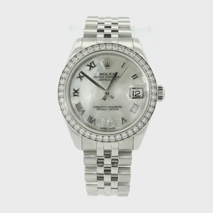 Rolex 178384 Datejust 31mm Mother Of Pearl Dial and Diamond Bezel Watch